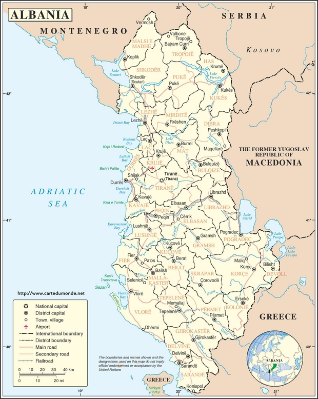 Kaart Albanië