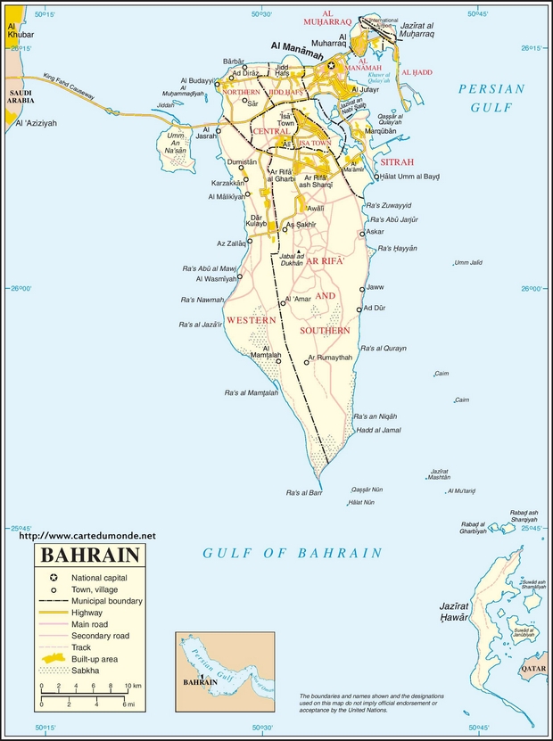 Kaart Bahrein
