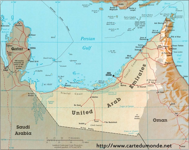 Kaart Verenigde Arabische Emiraten