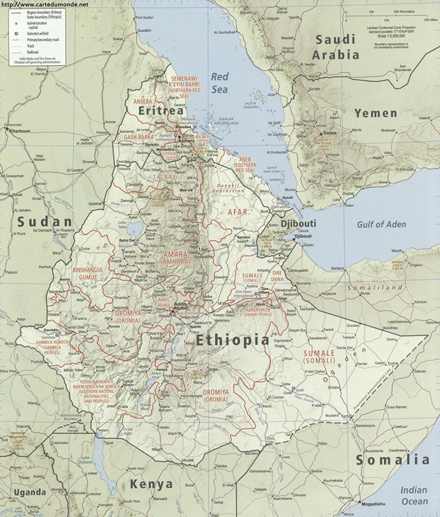 Kaart Ethiopië