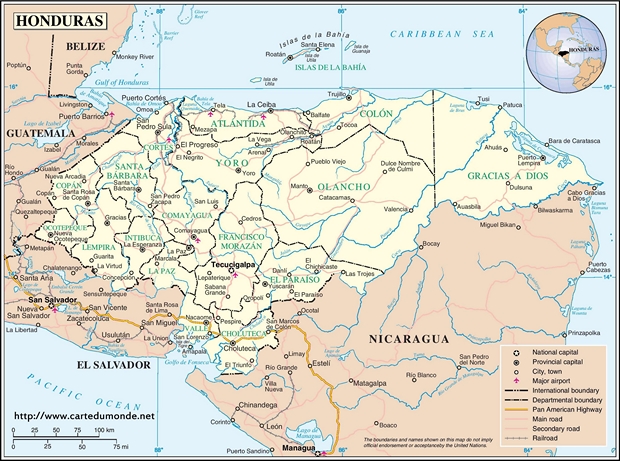 Kaart Honduras