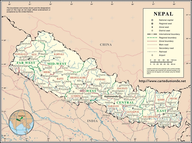 Kaart Nepal