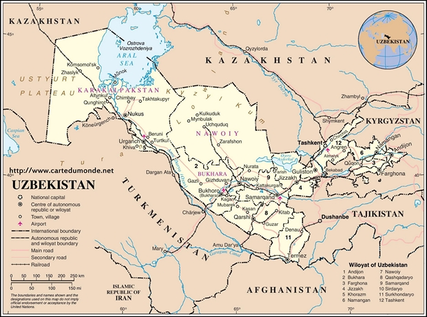 Kaart Oezbekistan