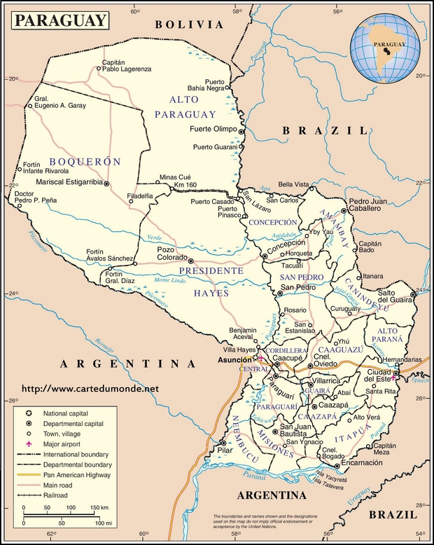Kaart Paraguay