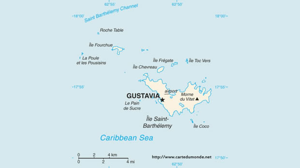 Kaart Saint-Barthélemy