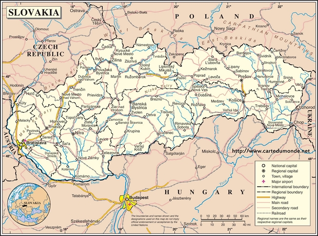 Kaart Slowakije
