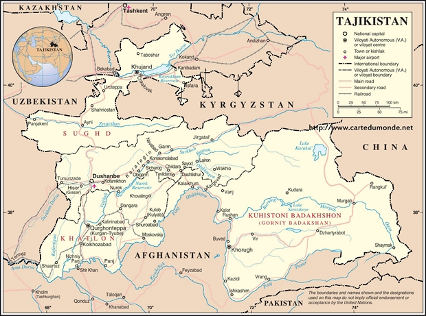 Kaart Tadzjikistan