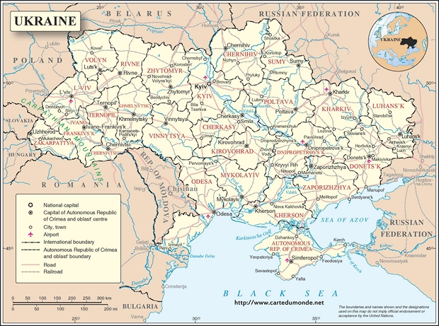 Kaart Oekraïne